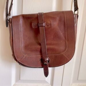 Will leather handmade crossbody satchelpurse Chestnut brown HTF adjustable strap